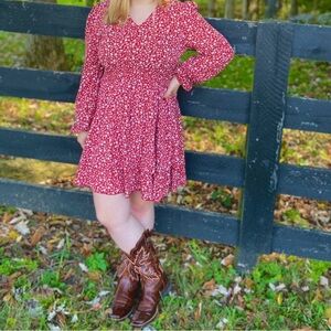 EUC SHEIN Red Floral Print Dress